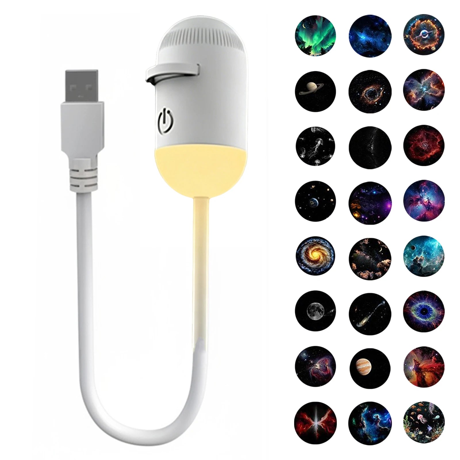 2-in-1 USB Galaxy Star Projector Night Light with Interchangeable Projection Films
