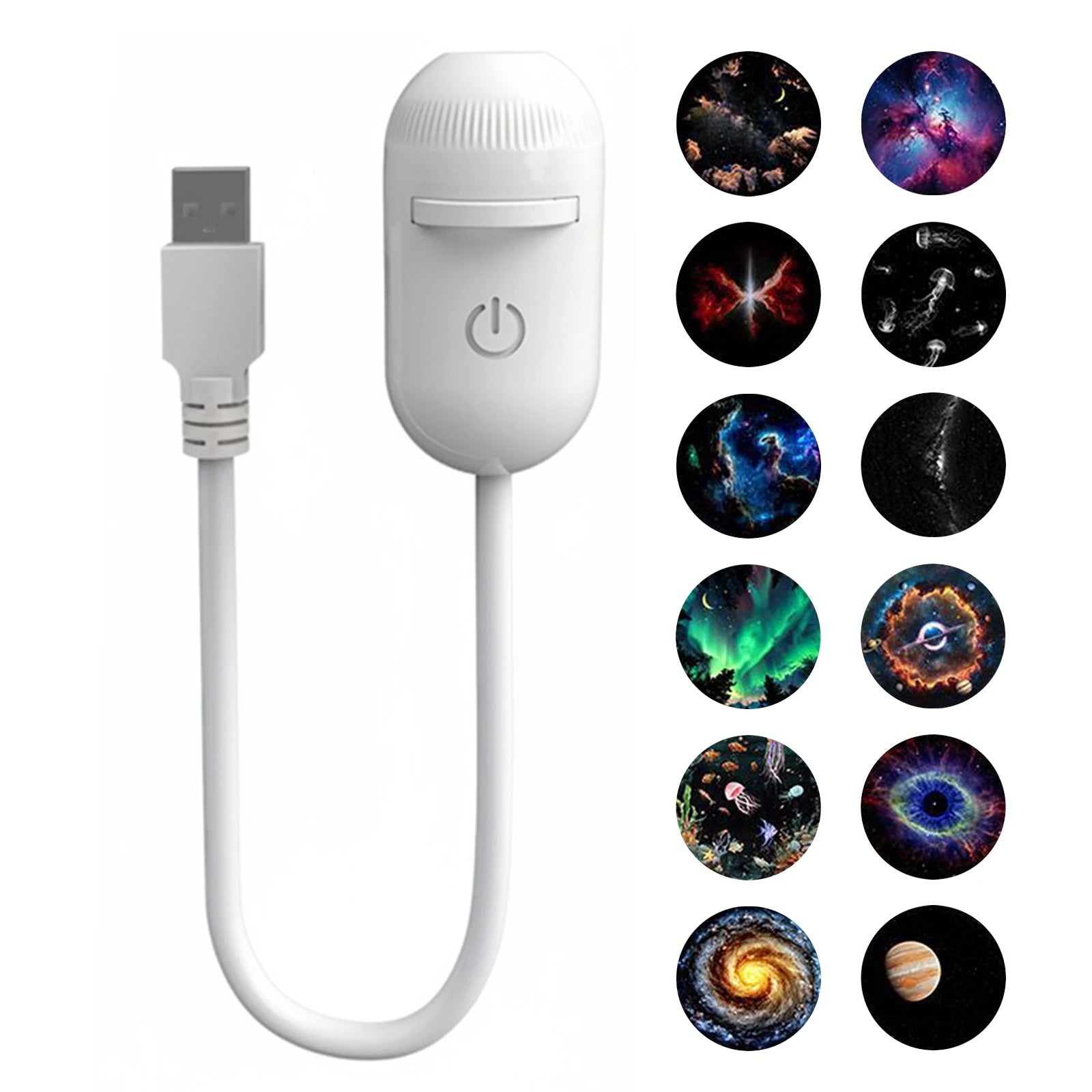 2-in-1 USB Galaxy Star Projector Night Light with Interchangeable Projection Films
