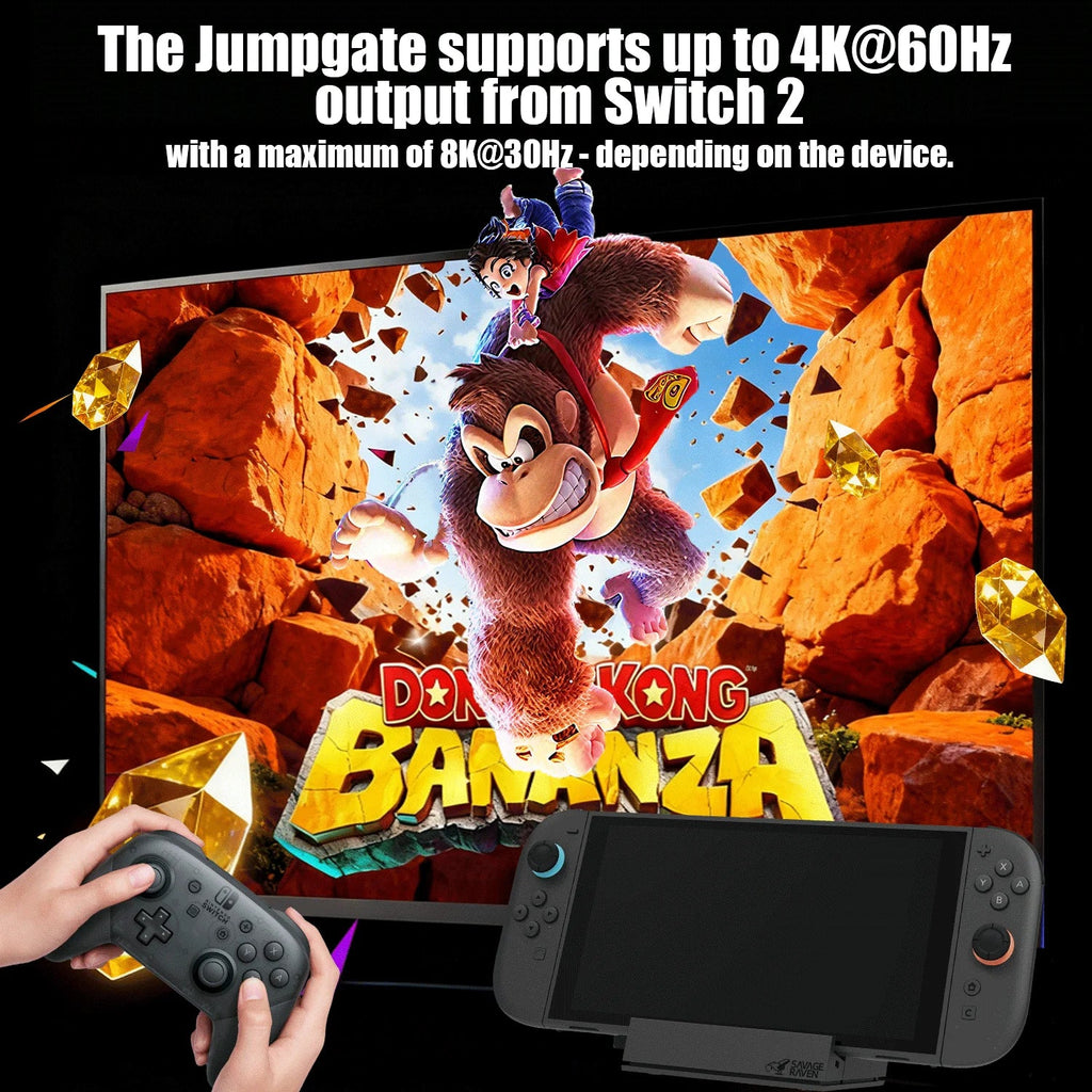 Savage Raven by Skull & Co. Jumpgate Dock USB C Hub Portable Stand Docking Station for Nintendo Switch 2 and OLED
