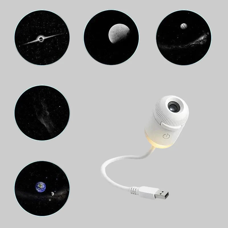 2-in-1 USB Galaxy Star Projector Night Light with Interchangeable Projection Films
