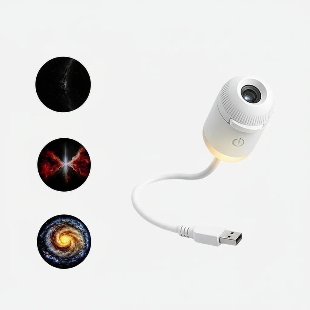 2-in-1 USB Galaxy Star Projector Night Light with Interchangeable Projection Films